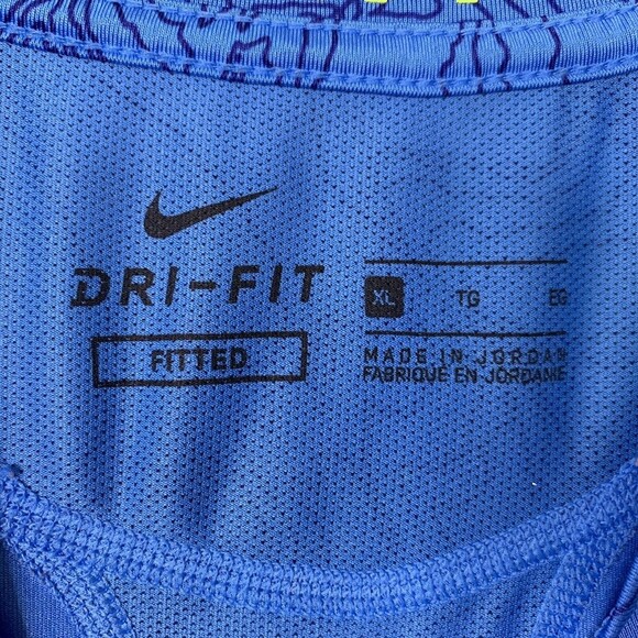 Nike Pro Dri Fit Women XL Fitted Short Sleeve Blue With Front Swoosh - Picture 5 of 9